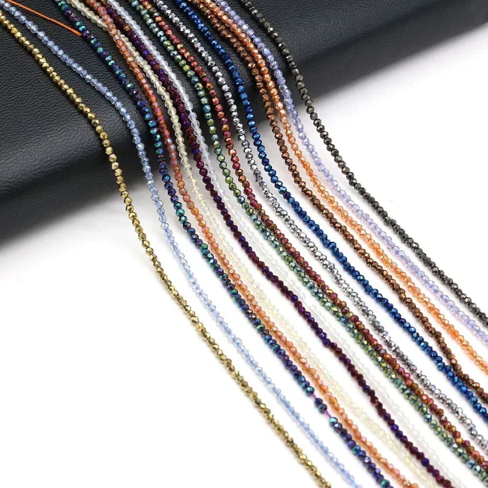 Perles Rondes en Pierre Naturelle, Mélange de Petites Perles d'Espacement à Facettes, pour Bijoux de Bureau, Accessoires de Collier, DIY