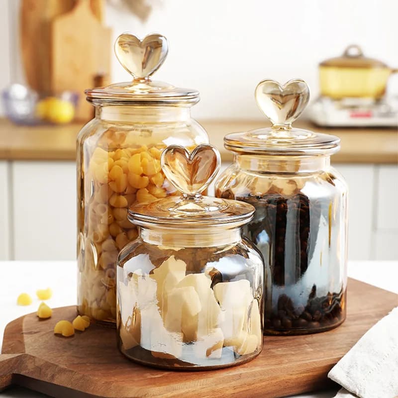 Bouteille en verre coeur ambré