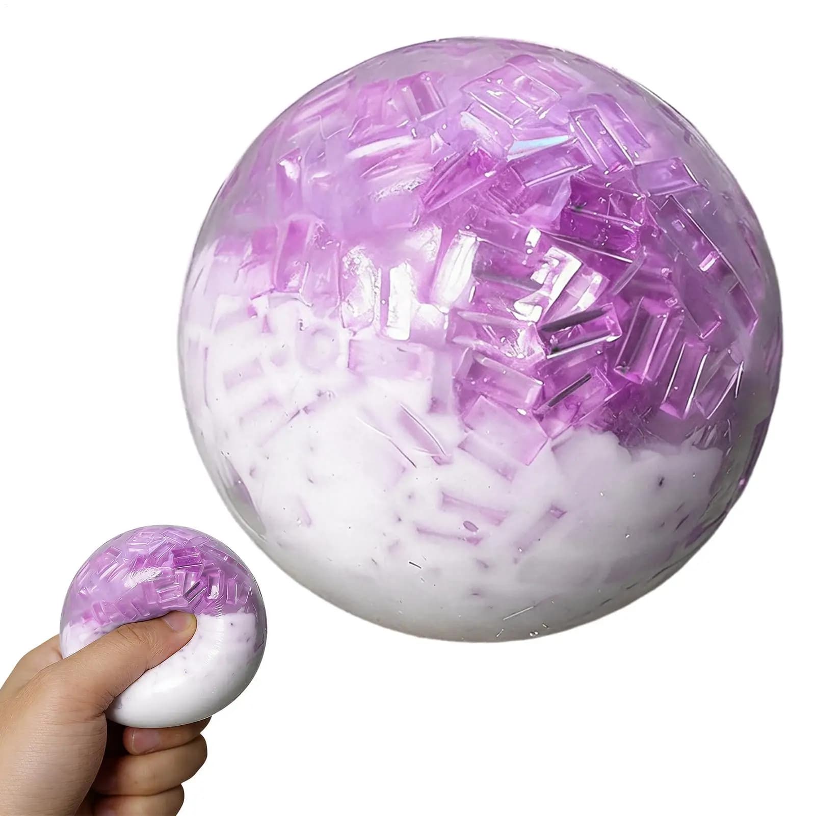 Balle anti-stress sonore à remontée lente, texture sable croquant, jouet sensoriel et à pression douce