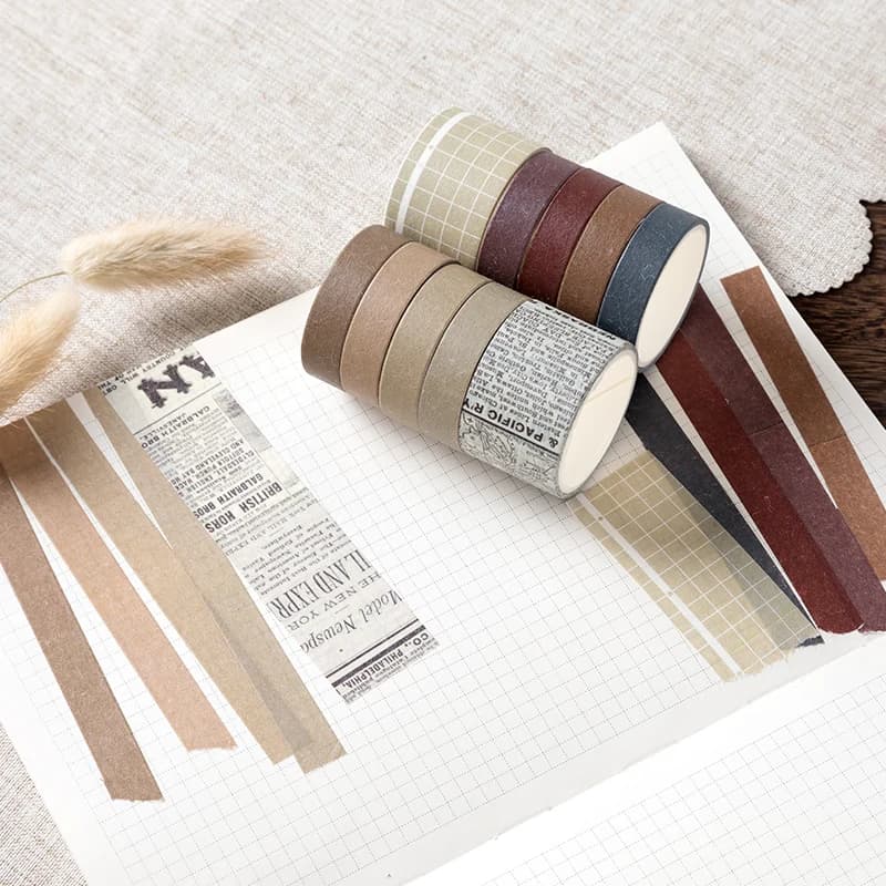Ensemble de rubans Washi Kawaii, 10 rouleaux, fournitures scolaires, autocollants mignons, ruban de masquage, papeterie esthétique, décoration pour journal intime, Scrapbooking