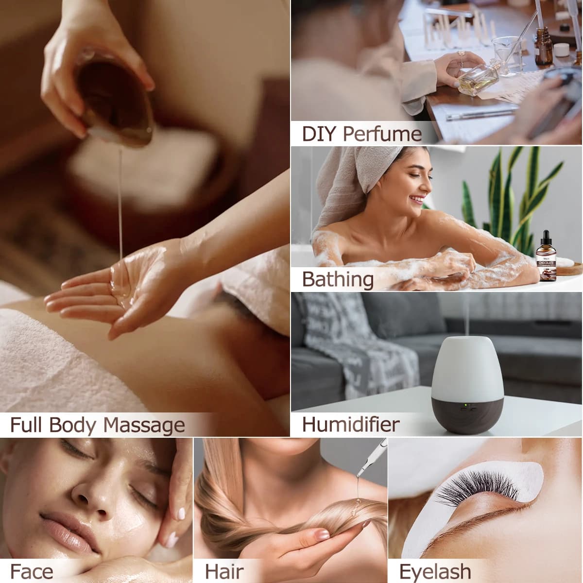 L'huile essentielle de chocolat a un parfum doux et moelleux et convient au massage corporel et aux soins capillaires.