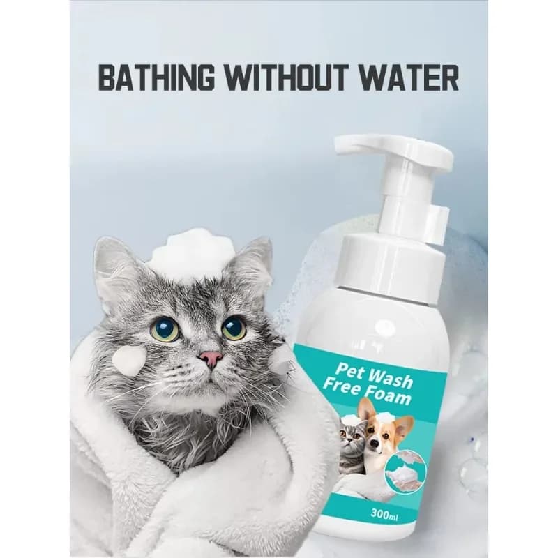 Mousse de shampoing sec naturel sans eau pour chiens et chats, nettoyage sans rinçage, élimination des odeurs, hypoallergénique, 300ml, soins pour animaux de compagnie, convivial pour les voyages