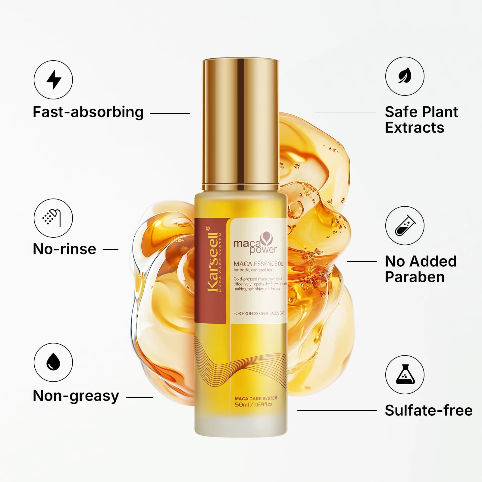 Karseell – huile capillaire pour la guérison des cheveux, pressée à froid, sans poids, huile d'argan marocaine, sérum capillaire pour nourrir et réparer les cheveux endommagés