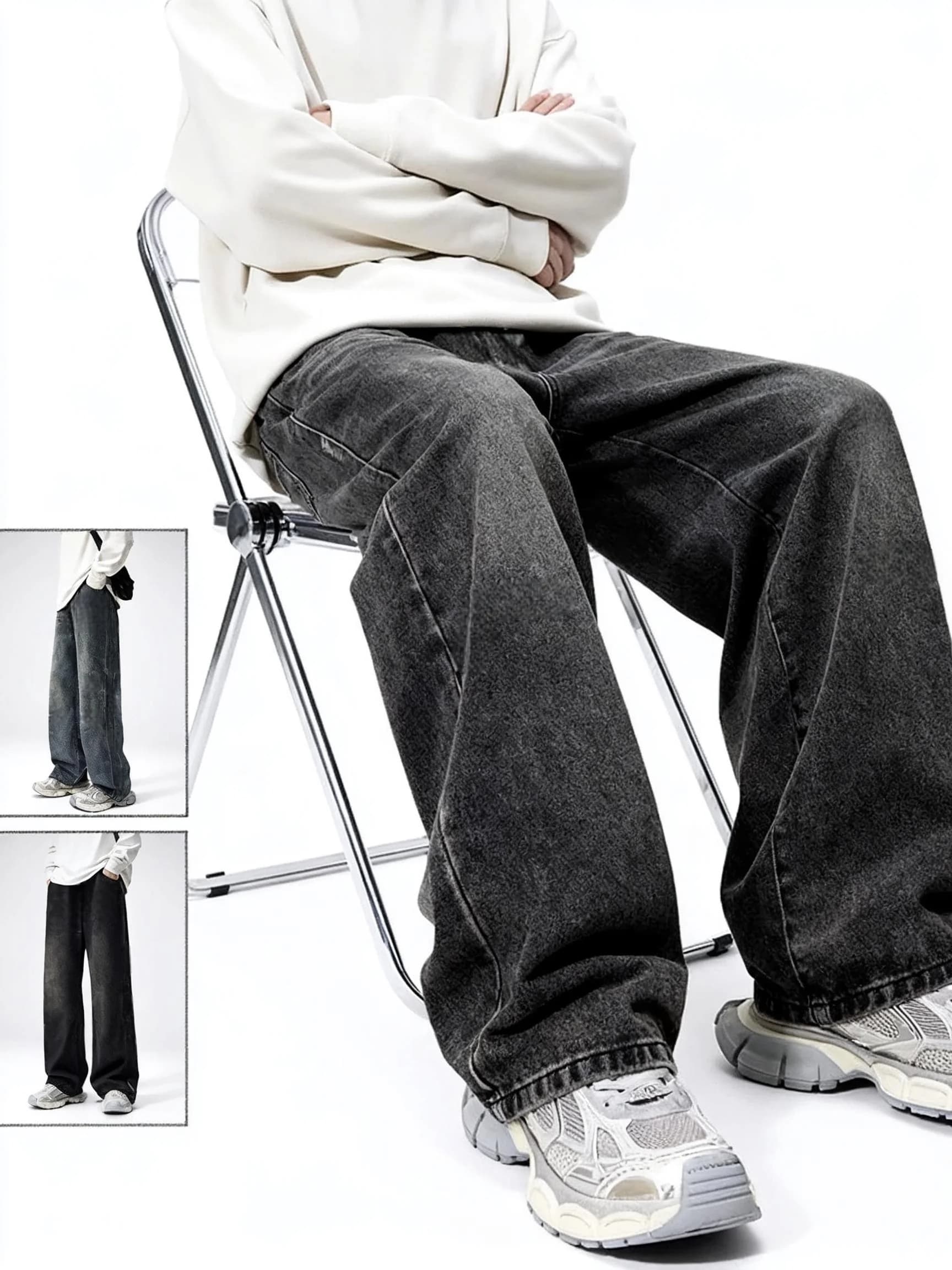 Jean ample à jambe droite pour homme