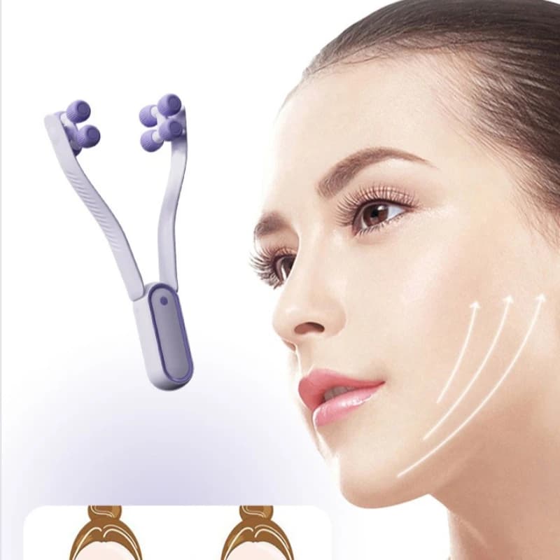 Masseur facial à rouleaux portable multifonctionnel favorisant l'absorption des produits