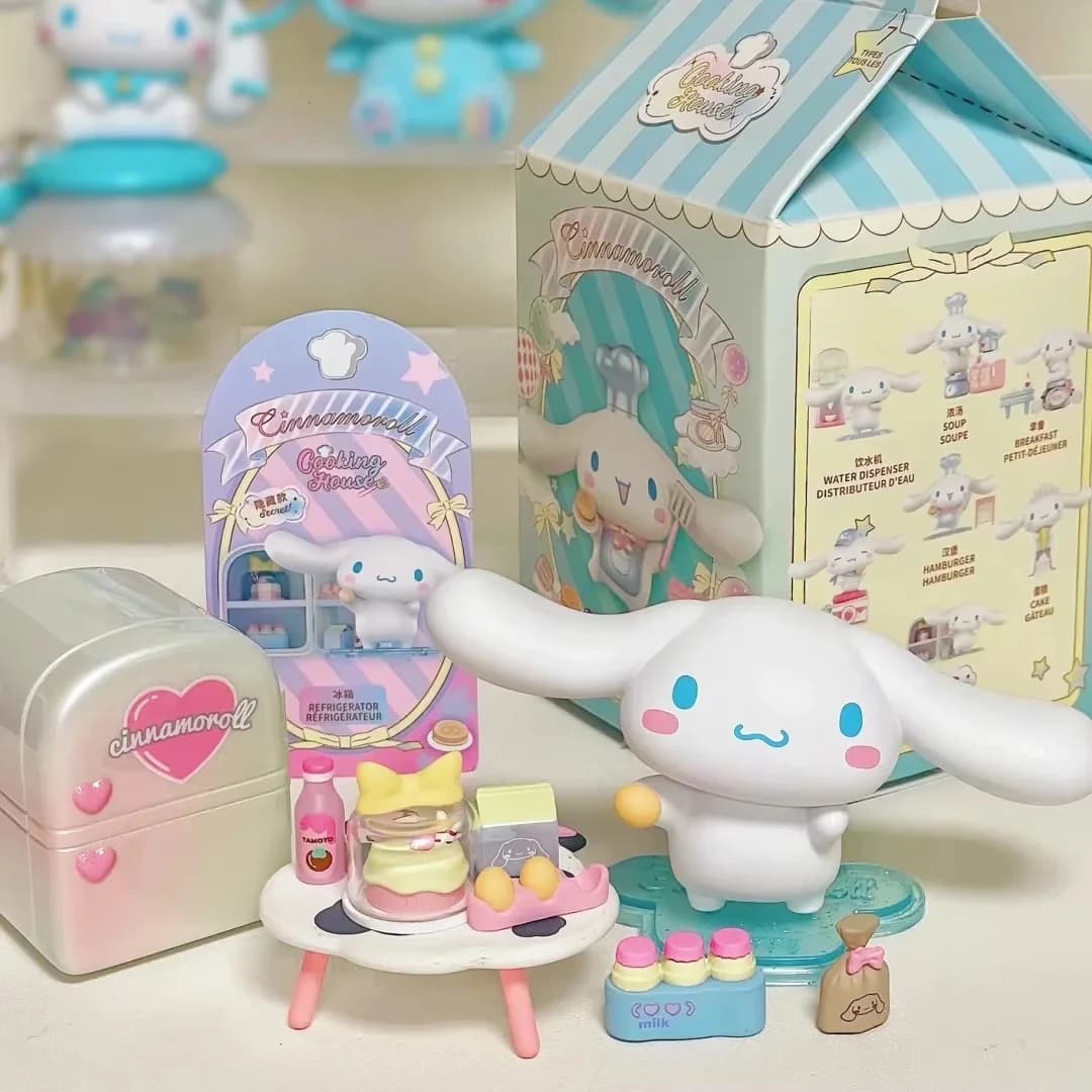 Cinnamoroll Blind Box Série Cabane de Cuisine, Ornement Artisanal de Collection, Cadeau Tendance pour un Jouet Mignon et Surprise
