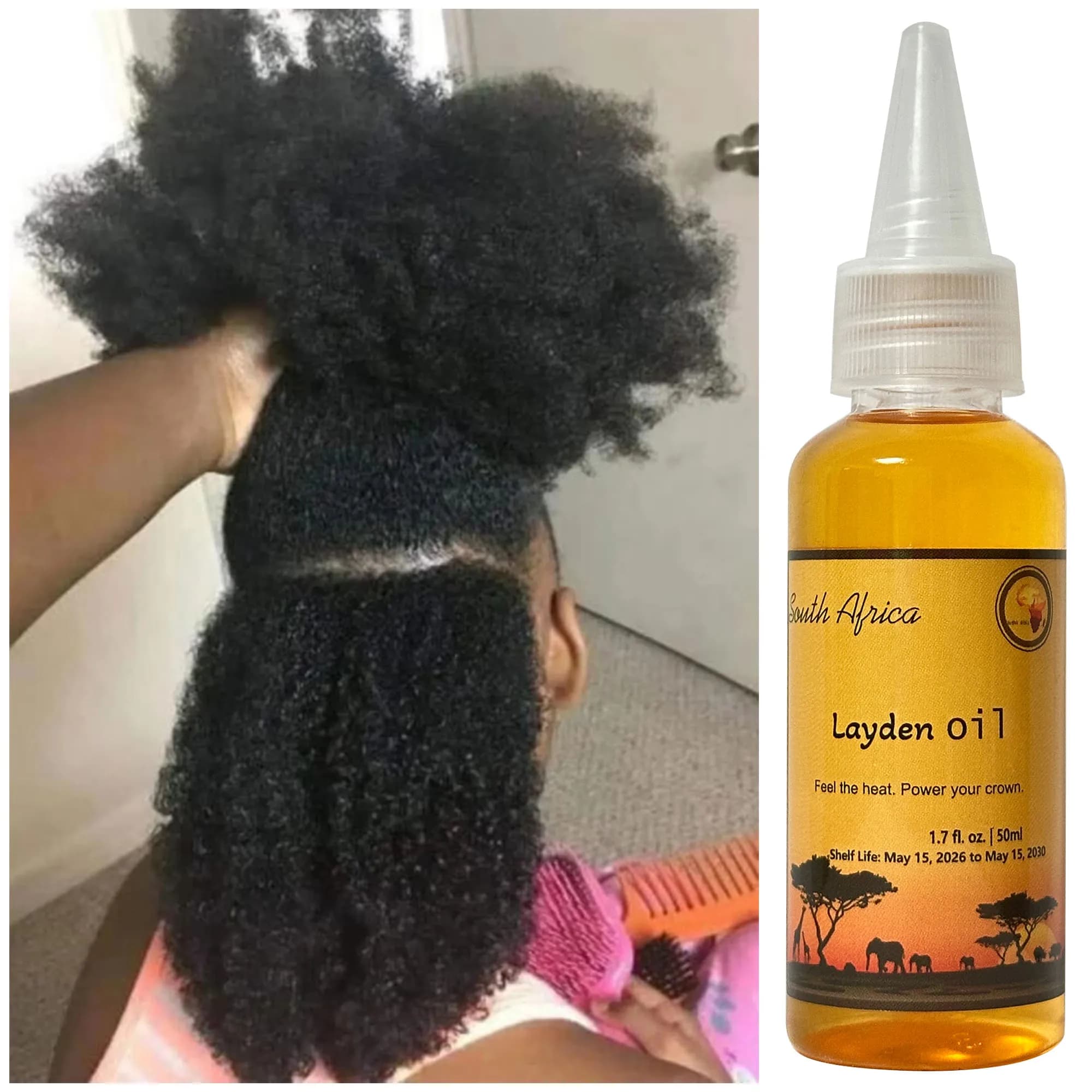 Huile nourrissante traditionnelle africaine artisanale Layden 50 ml renforcement du cuir chevelu et des racines des cheveux