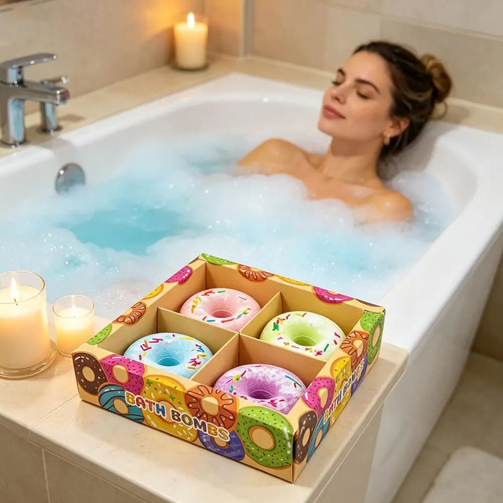 Bombes de bain en forme de donut aux huiles essentielles botaniques naturelles