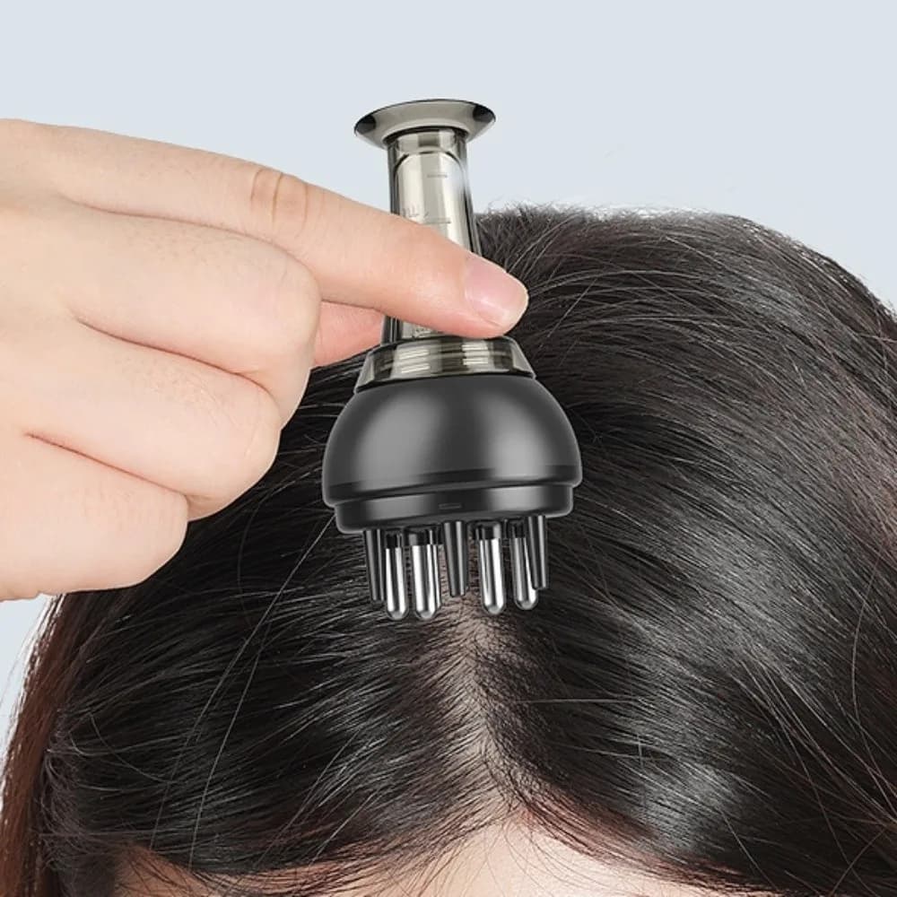 Peigne applicateur de liquide à bille roulante pour cuir chevelu, avec guide liquide professionnel, gradué, réplicable et hygiénique