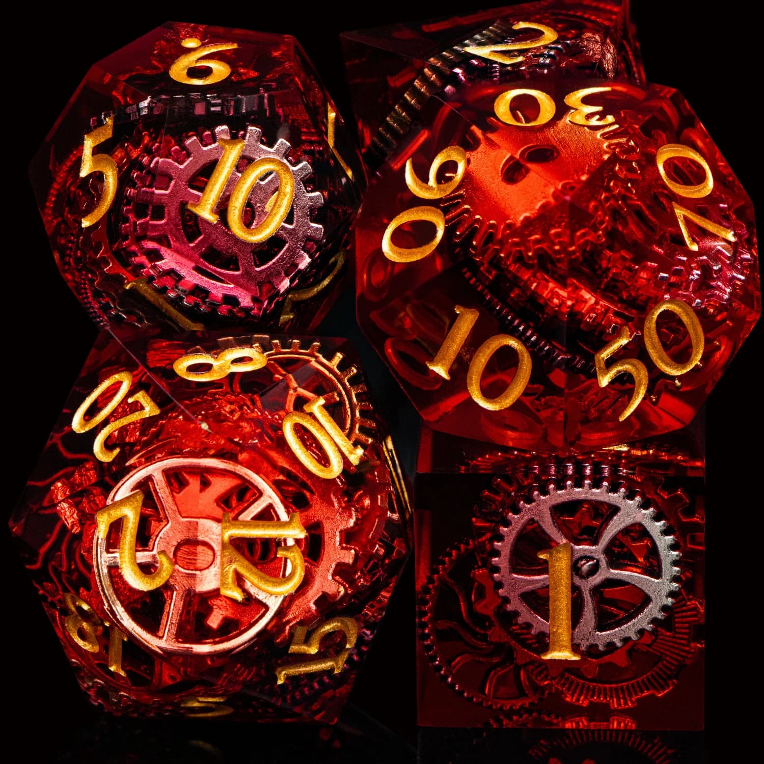 Dés à jouer D&D en résine rouge D20 à bords tranchants pour Dungeons & Dragons, Pathfinder et jeux de rôle polyédriques