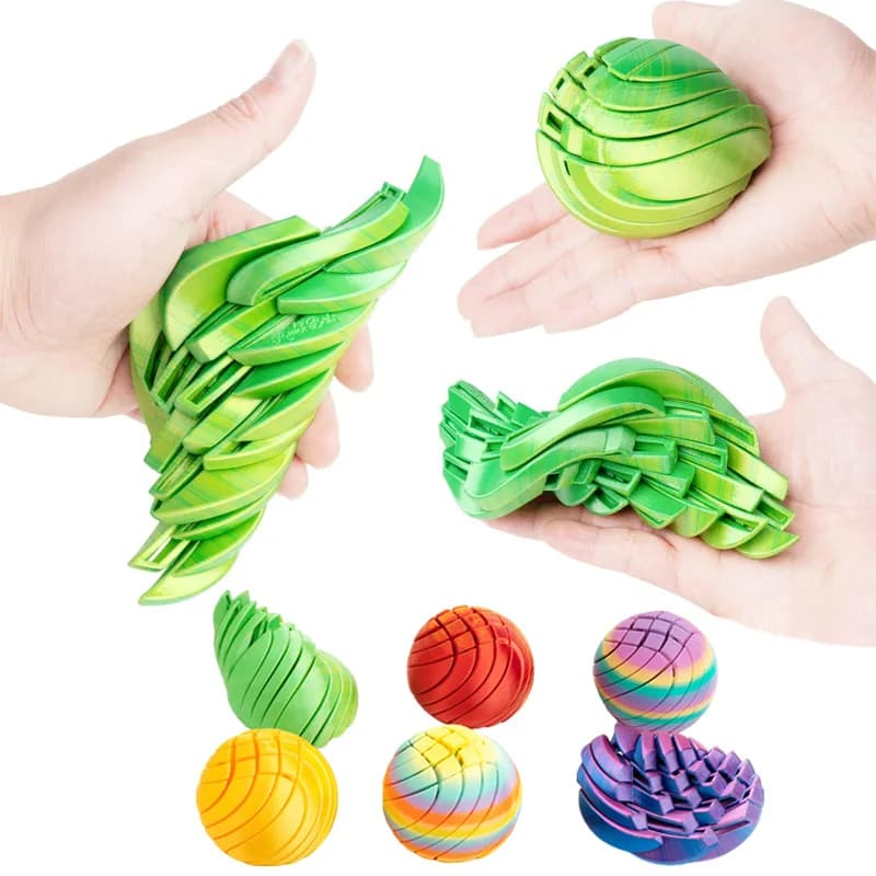 Boule imprimée en 3D, sphère torsadée, équipement de déformation circulaire, boule à flux liquide, conception rotative, balles de soulagement de l'anxiété pour enfants et adultes