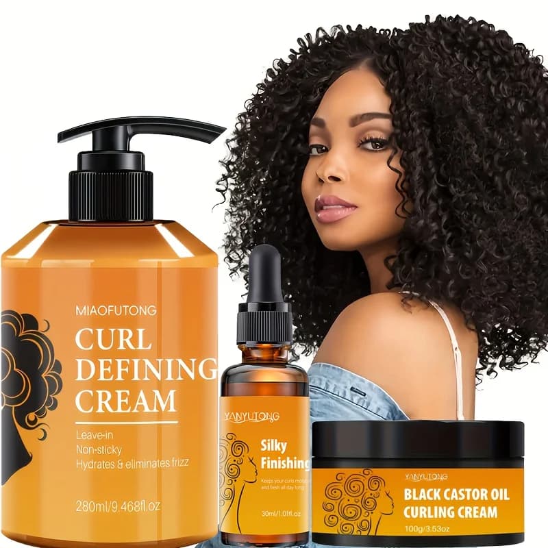 Curl Defining Cream à l'huile d'argan pour boucles ondulées, hydratant pour cheveux et brillance et élasticité profondes, 280 ml