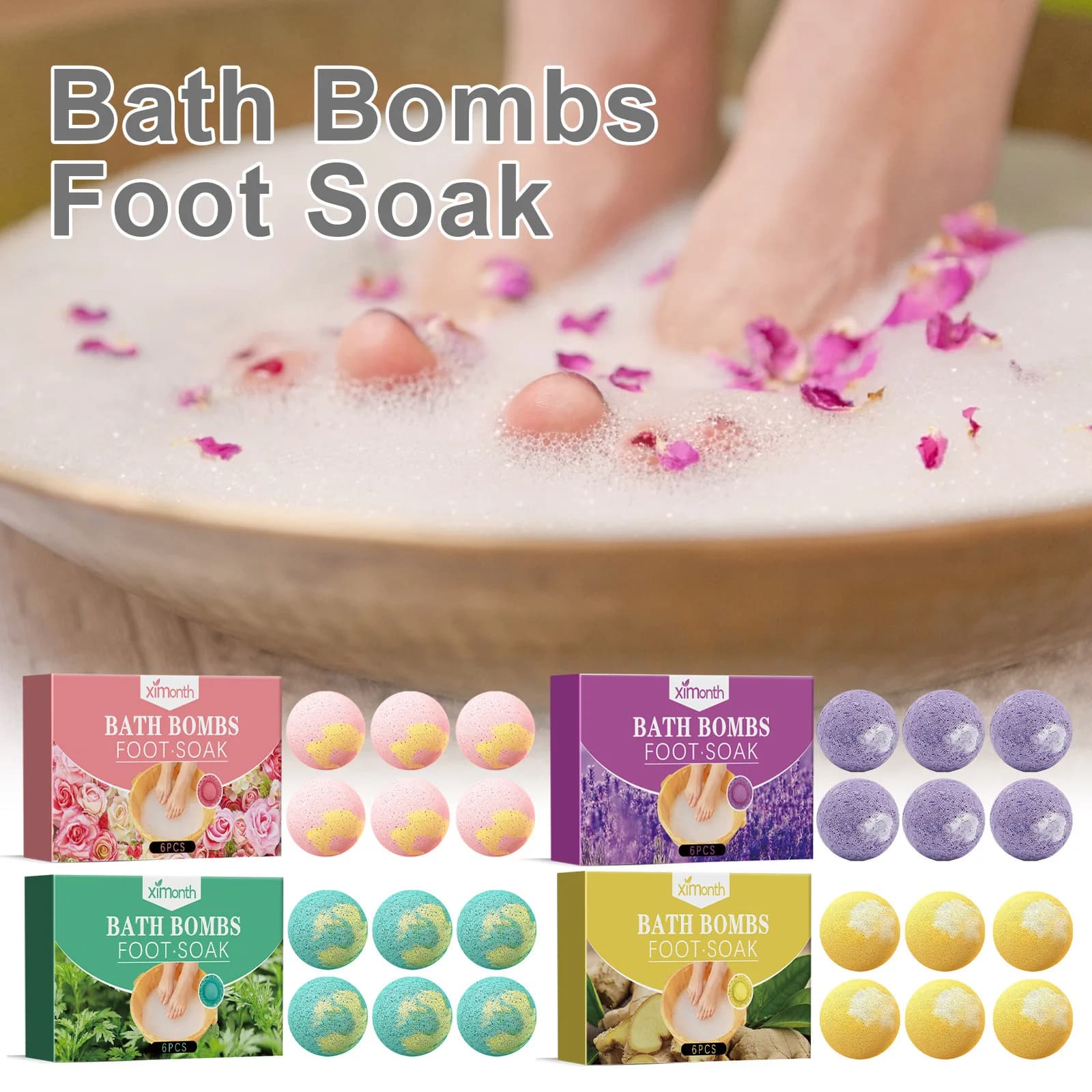 Bombes boule de bain moussant fleurs parfum corps bain nettoyage relaxant huile essentielle à base de plantes naturelles Anti-fissuration sèche pied Spa bombe