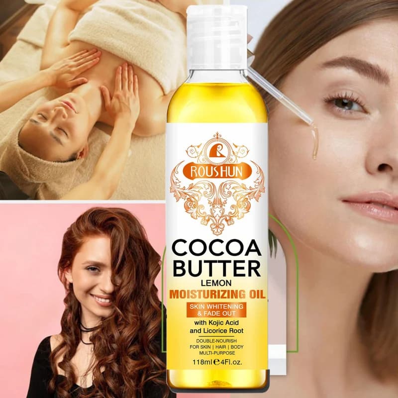 118ML Cocoa Butter Body OILlHuile de soin de la peau hydrate et nourrit