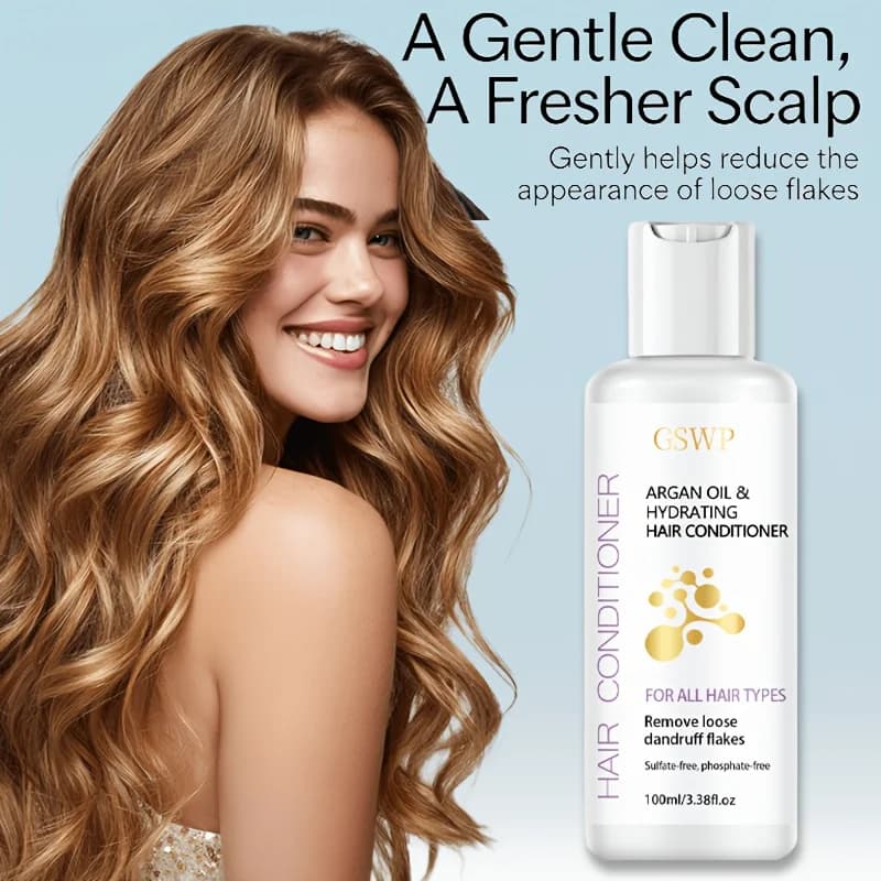 Ensemble shampoing et après-shampoing hydratant à l'huile d'argan GSWP. Hydratation intense