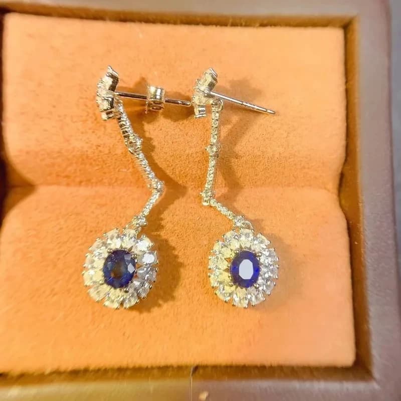 Saphir naturel en argent pur S925, les quatre pierres précieuses du monde, bijoux de haute qualité, gemme naturelle, 4x5mm