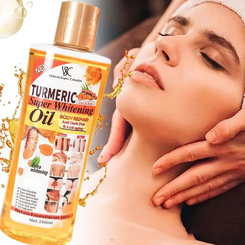 Huile essentielle de curcuma, huile de Massage pour le visage et le corps, hydratante, éclaircissante, lissante, produit de soins pour la peau, 200ml