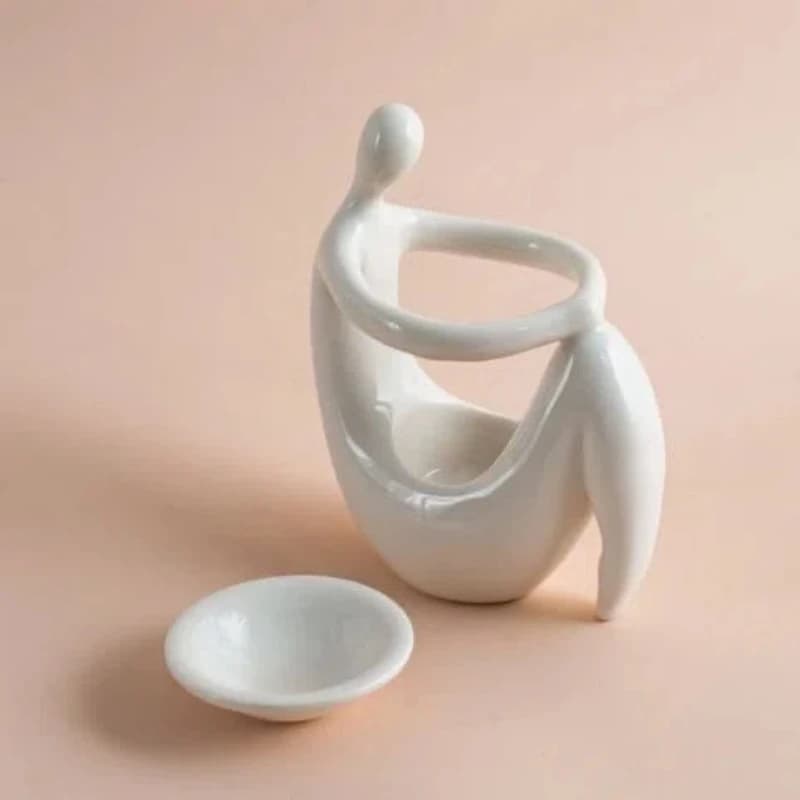 Brûleur d'huiles aromatiques en céramique en forme de corps humain, chauffe-cire et diffuseur de parfum pour décoration intérieure