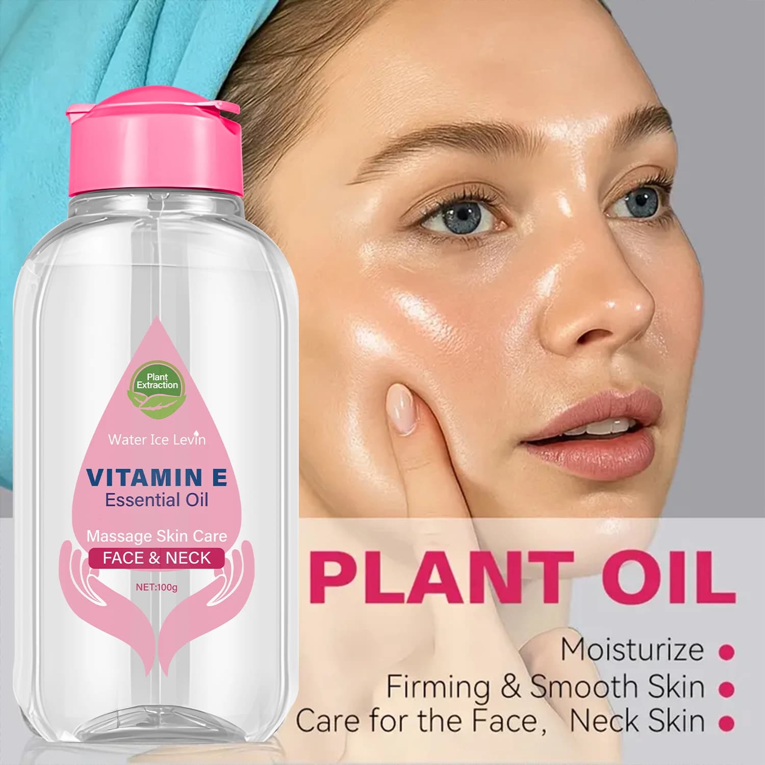 Huile essentielle de vitamine E avec niacinamide et céramide - Massage visage et cou Soins de la peau pour un ton uniforme
