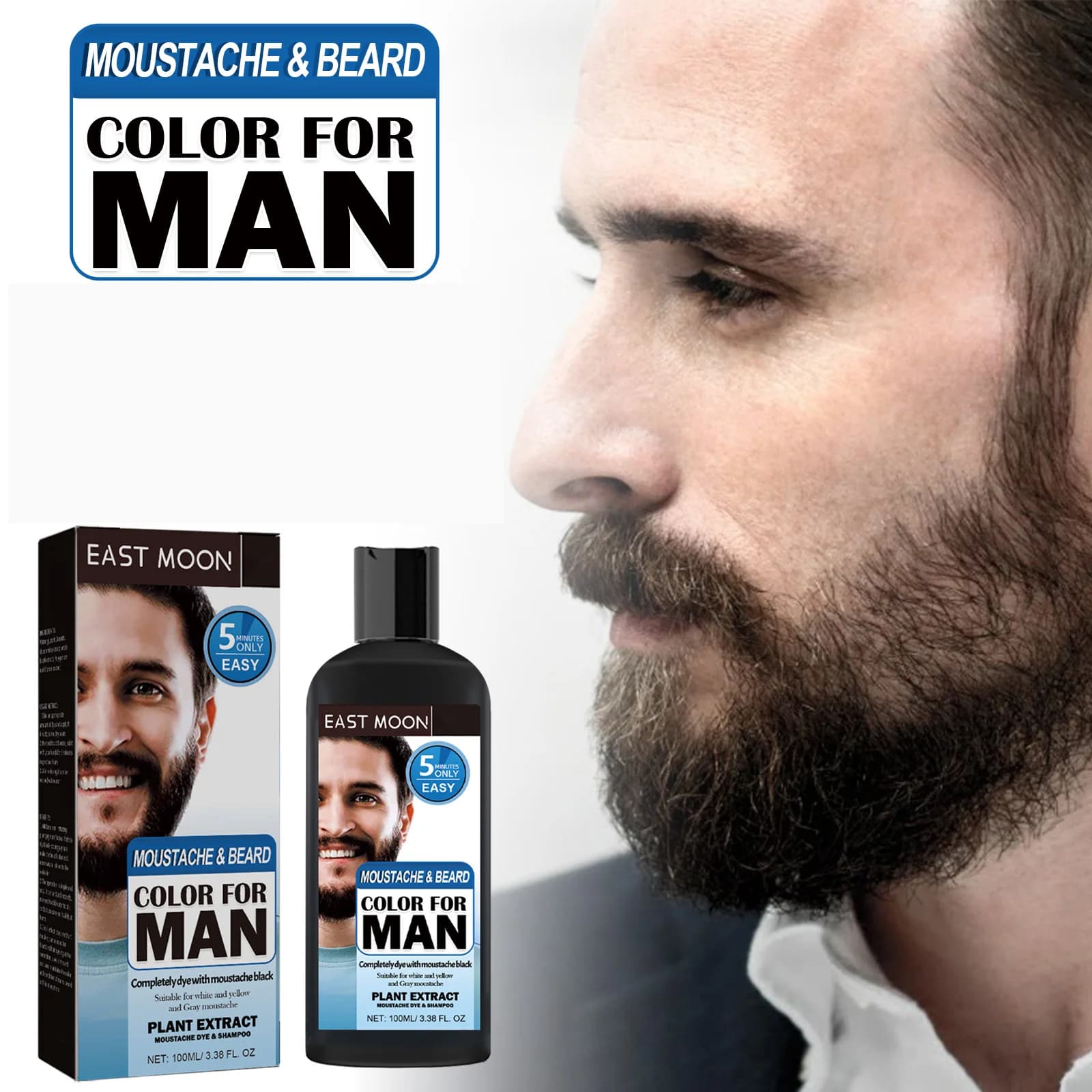 Shampoo colorant à la camomille pour barbe et moustache, coloration douce, nourrit les racines, fixation durable, anti-décoloration, lisse et brillant