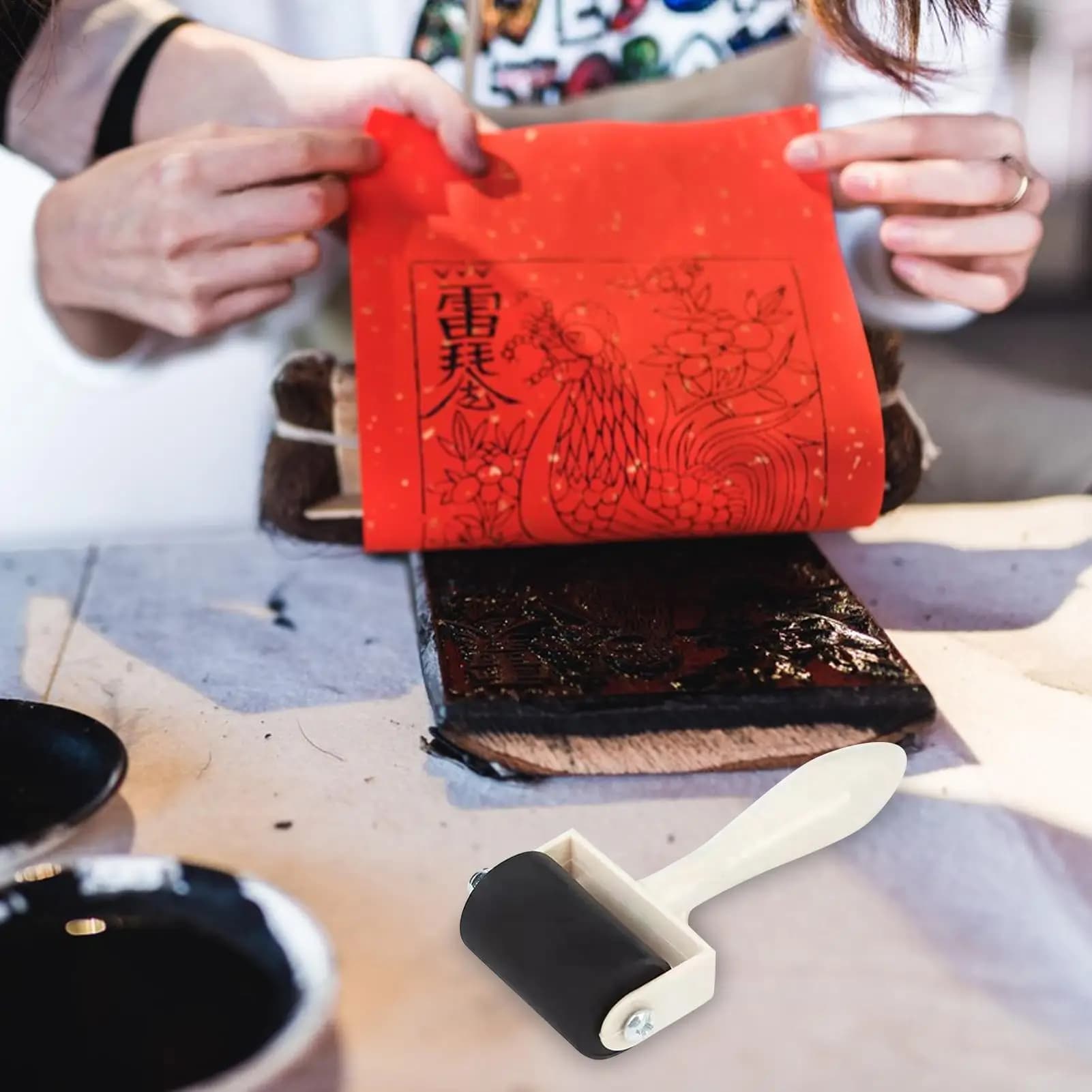 Rouleau en caoutchouc pour peinture à l'encre, impression, projets artistiques, outil de tamponnage à l'encre, rouleau à peinture