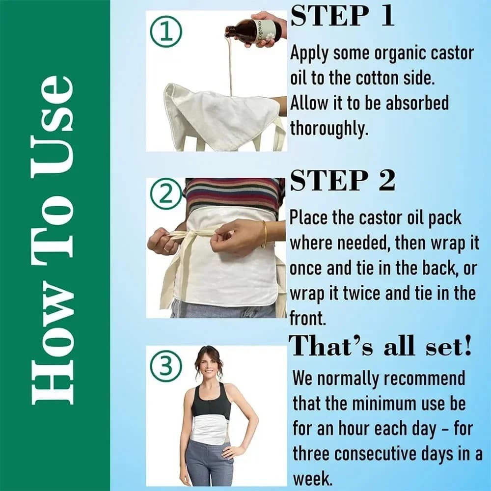 Pack d'huile de ricin taille Abdomen, enveloppe en coton biologique réutilisable, soulagement de l'insomnie et de la Constipation, ceinture apaisante, pochette de bien-être naturelle