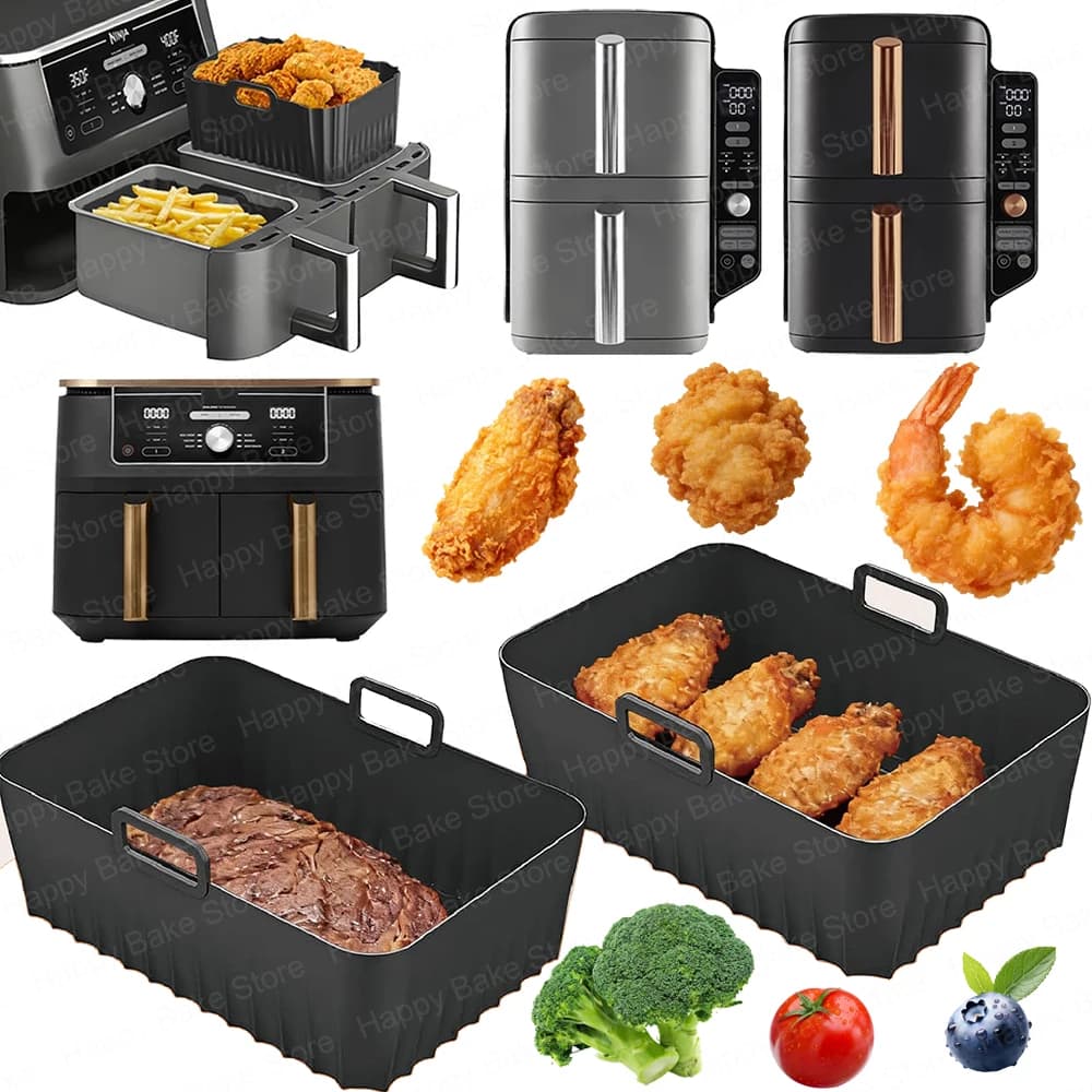 Moule de cuisson en silicone pour friteuse à air, compatible avec Ninja Double Stack XL SL400EU SL451EU & Foodi Max Dual Zone AF400EU AF300EU 7.6L 9.5L
