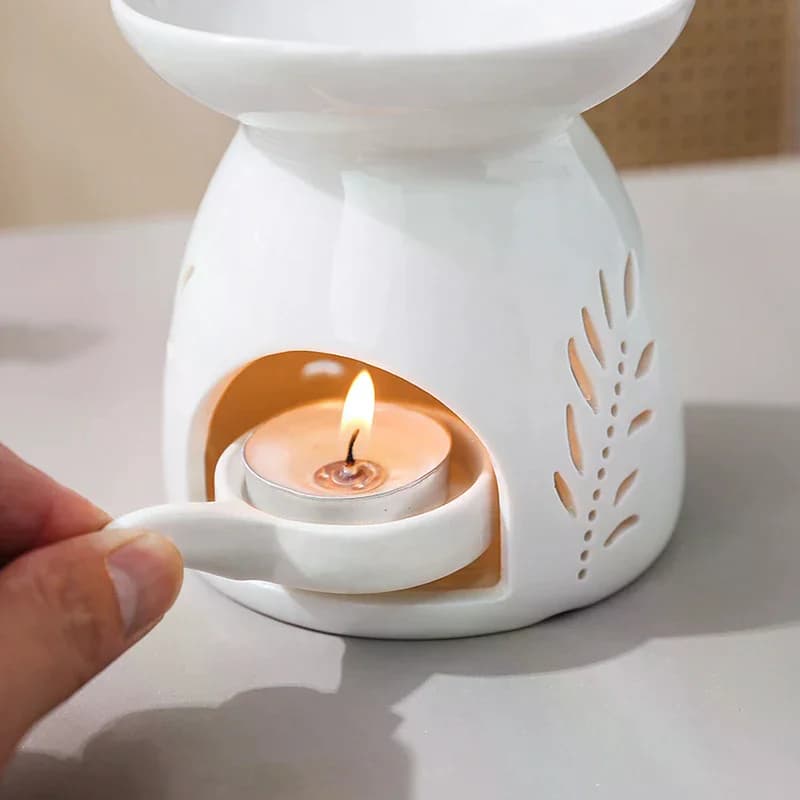 Brûleur d'encens en céramique blanche, diffuseur d'huiles essentielles et d'aromathérapie, poêle de chauffage creuse, ornement de décoration intérieure du Moyen-Orient