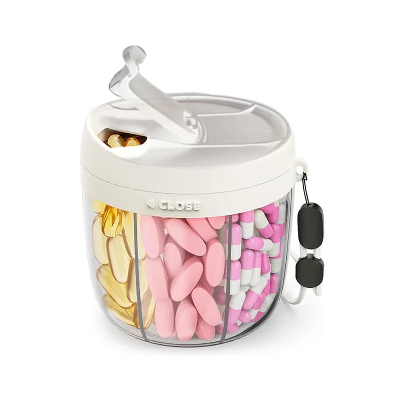 Boîte de rangement portable à 7 compartiments pour compléments vitaminiques, organisateur de capsules énergisantes avec conception anti-erreur