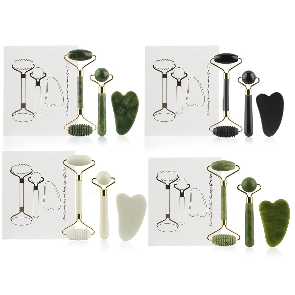 Ensemble de rouleaux et Gua Sha diversifiés