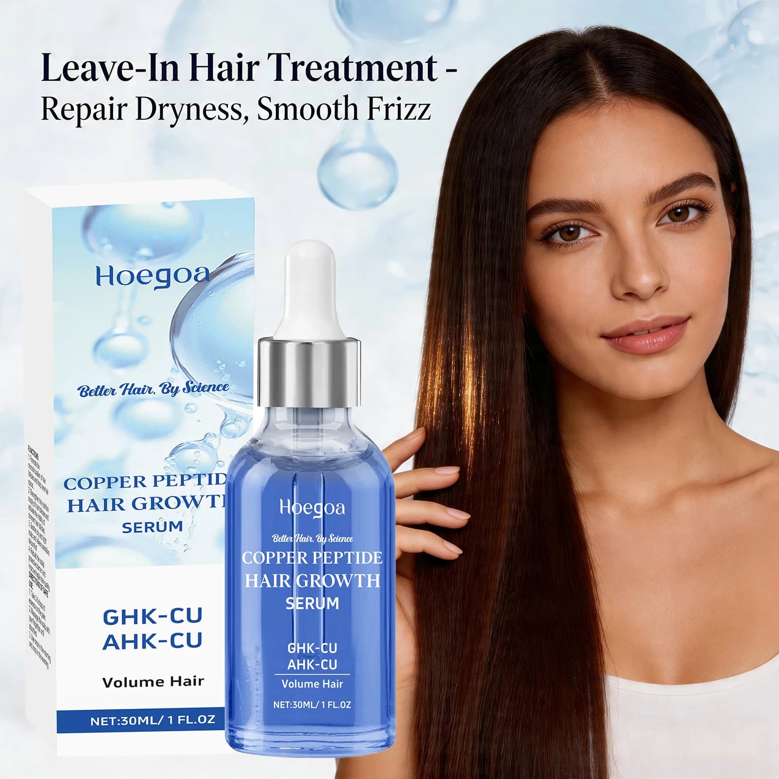 Sérum capillaire au cuivre et aux peptides pour cheveux secs et abîmés