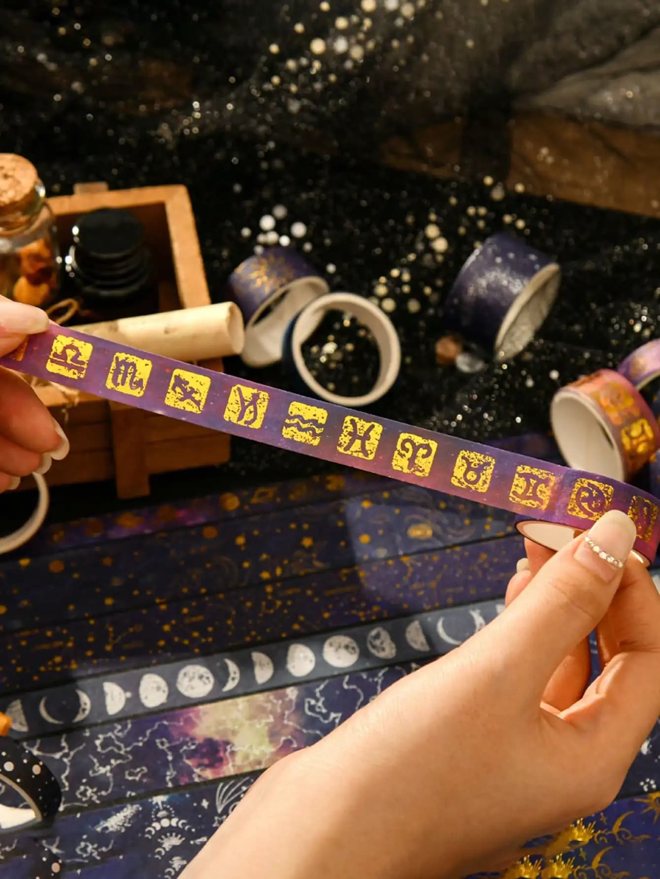 20 rouleaux de ruban washi à motifs planètes et univers, ciel étoilé vaste, avec estampage argent chaud, autocollants mignons pour la décoration de carnets scolaires