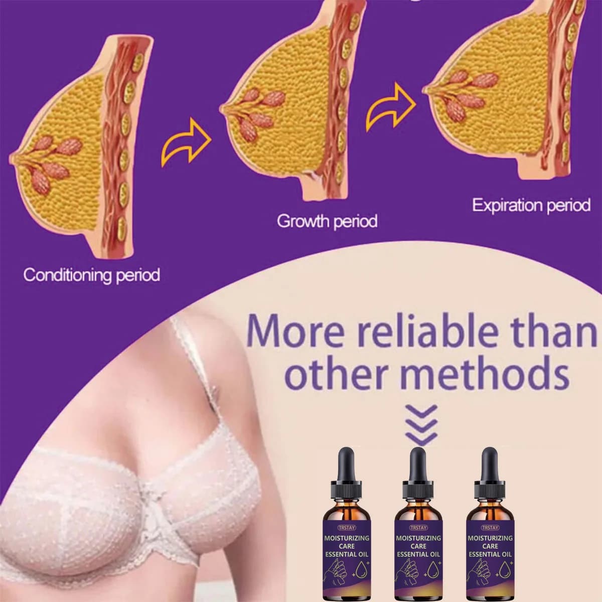 L'huile essentielle de massage du sein augmente la taille musculaire