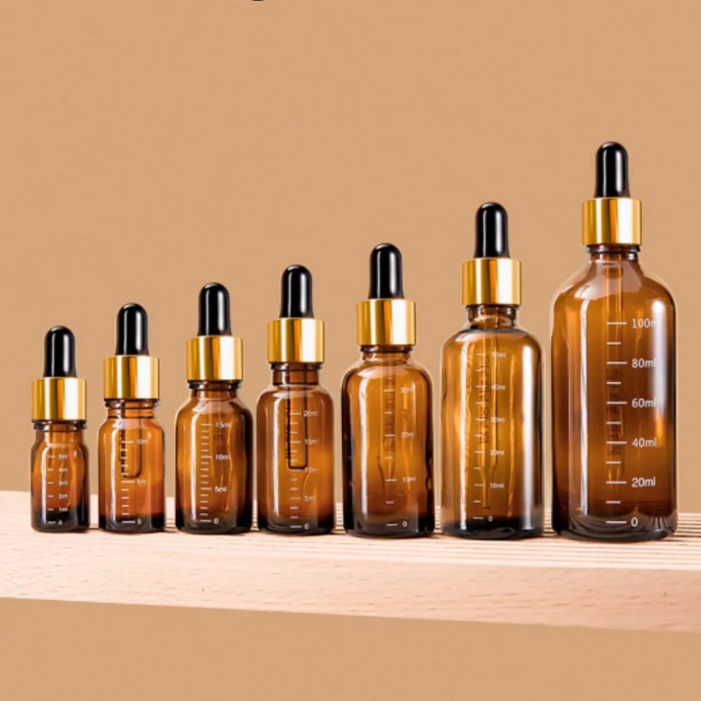 Bouteille compte-gouttes en verre ambré de haute qualité, contenant liquide d'huile essentielle, bouteille d'échantillon africain, 5ml, 10ml, 15ml, 20ml, 30ml, 50ml, 100ml