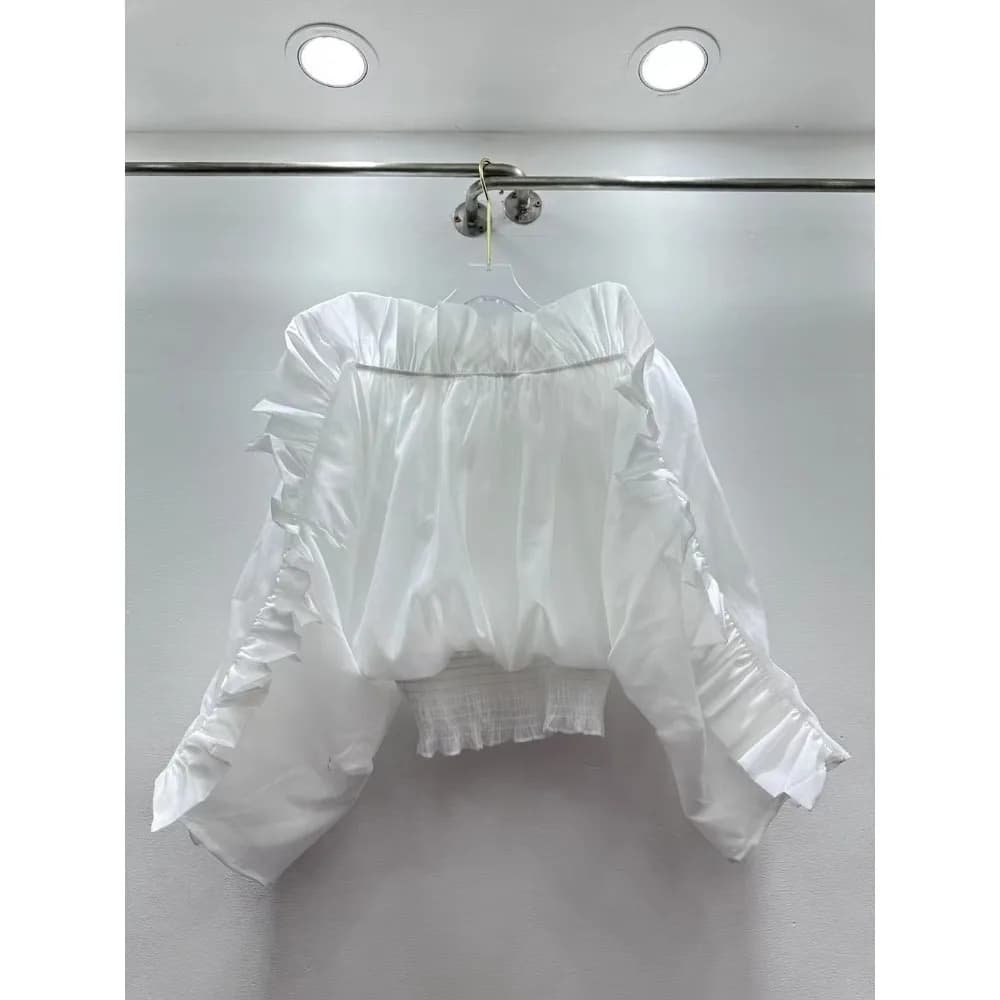Neploe volants à manches longues Sexy réduction de l'âge Ropa Mujer Slash cou doux épices filles chemise froncé taille mince élégant Moda hauts