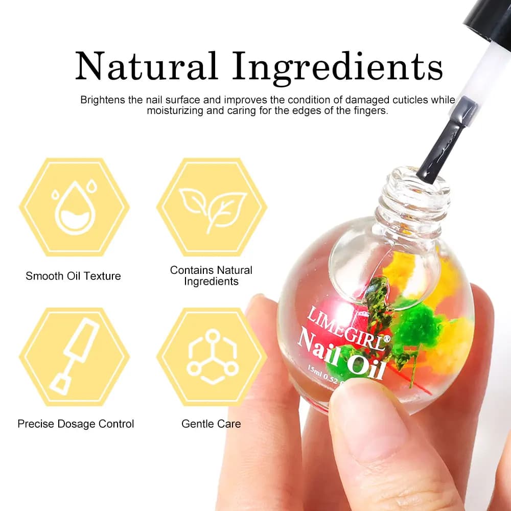 Huile nutritionnelle parfumée pour ongles, 15ml, fleur séchée, hydrate les ongles et les cuticules, protège les doigts pour le soin des ongles
