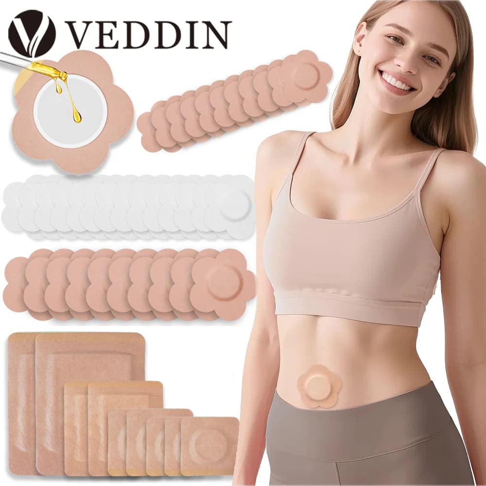 Patchs d'huile de ricin jetables en coton biologique, tampons auto-adhésifs pour nombril, Anti-fuite, respirants, 50/30/10 pièces