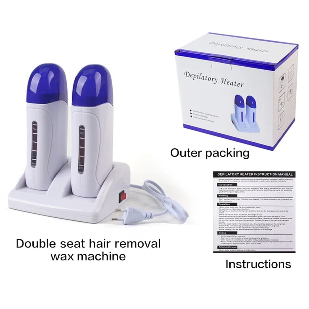 Double chauffe-cire électrique épilateur cartouche rouleau de cire Base rouleau sur épilation rechargeable Machine chauffage épilatoire