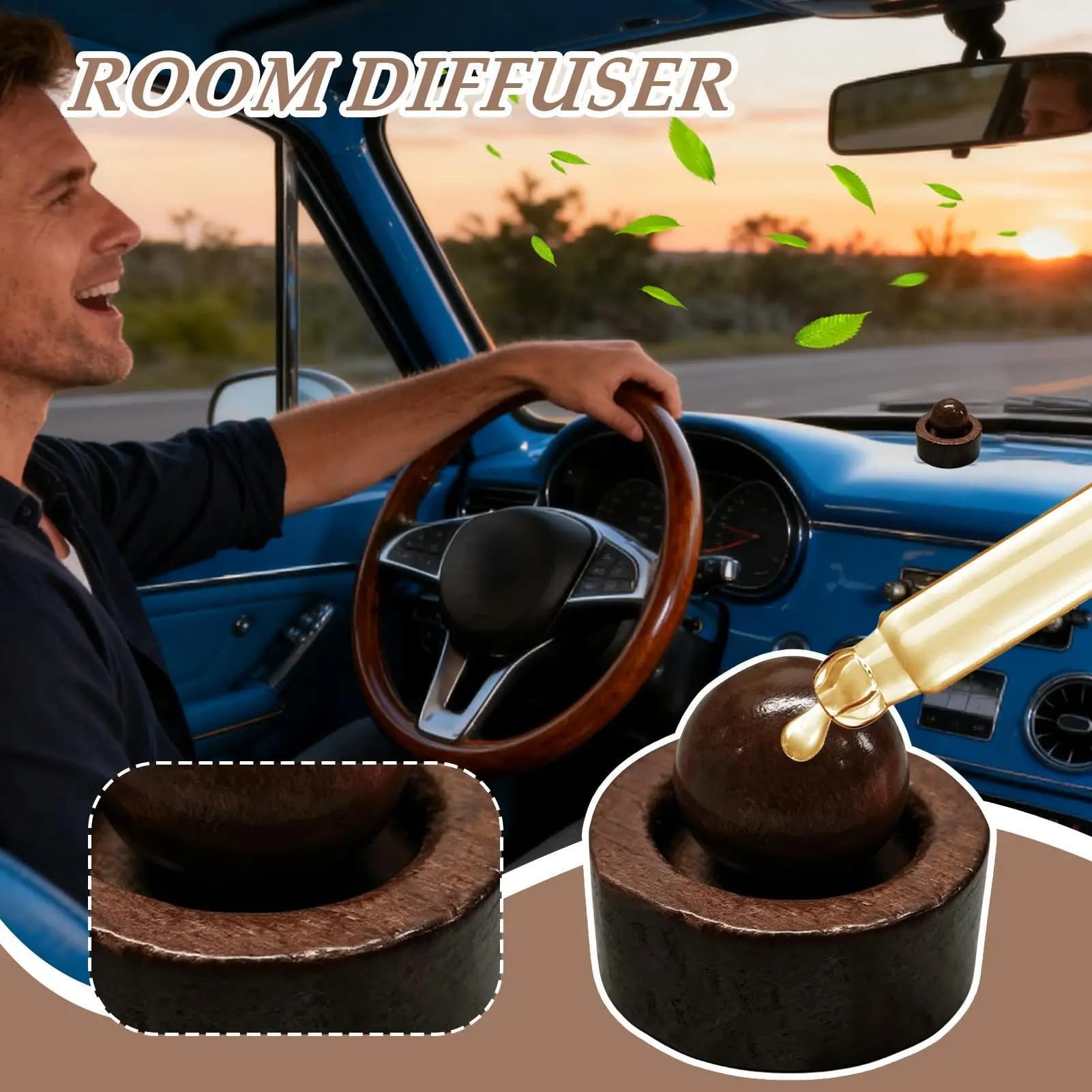 Diffuseur d'huiles essentielles pour voiture et maison, en bois, mini, mignon, diffuseur de parfum naturel, adapté à la chambre à coucher, au salon, à la salle de bain