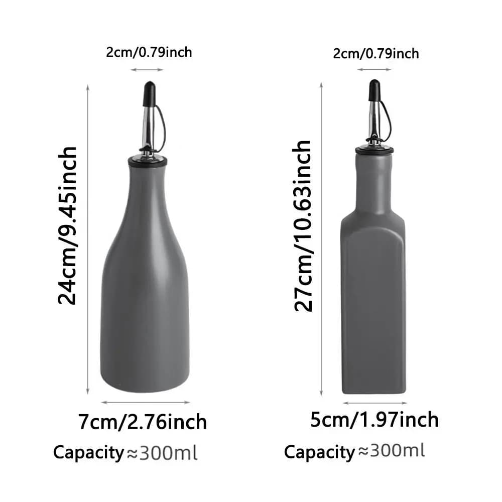 Bouteille distributrice d'huile d'olive en céramique anti-oxydation, design moderne, vide, avec bec verseur pour cuisine et étiquettes adhésives