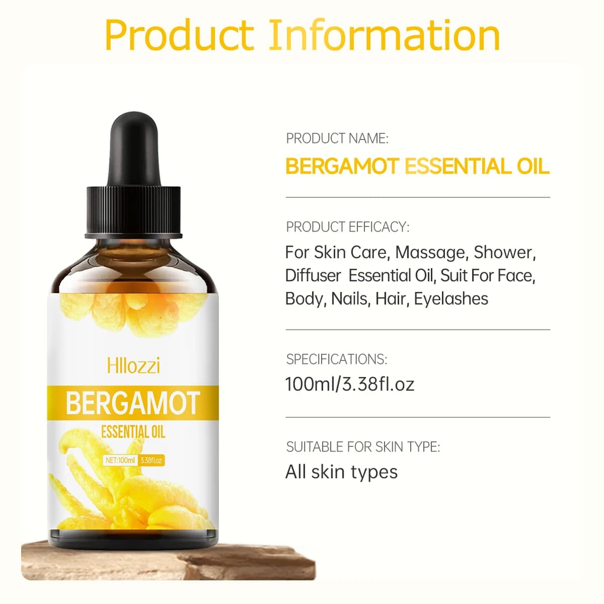 Huile de bergamote, huile essentielle de qualité supérieure pour soins capillaires, diffuseurs domestiques, peau, spas, massage et humidificateurs