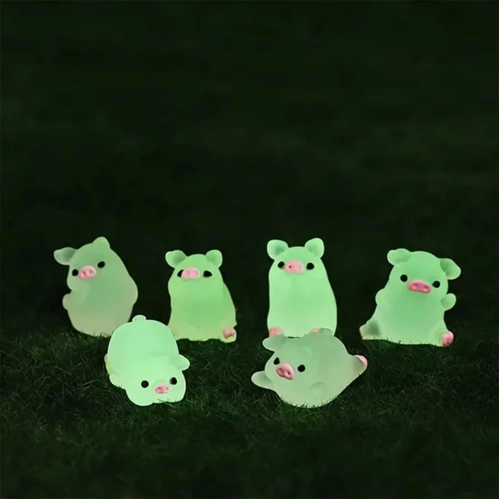 Boîte de 6/15/30/1 boîtes de cochon lumineux, Mini cochon rose créatif qui brille dans la nuit, Miniature pour jardin, paysage, décoration de la maison