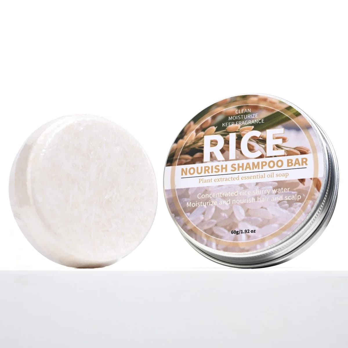 Shampooing Solide à l'Eau de Riz, Savon Capillaire à l'Essence de Lait de Riz, Savon Naturel Nettoyant en Profondeur aux Huiles