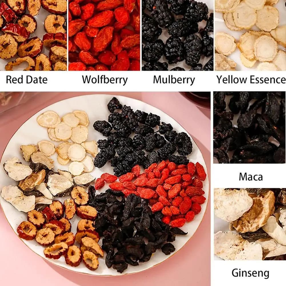 Thé de santé aux herbes chinoises Ginseng Cinq Trésors 6 ingrédients pour hommes et femmes, détoxifiant les reins, soin nettoyant naturel