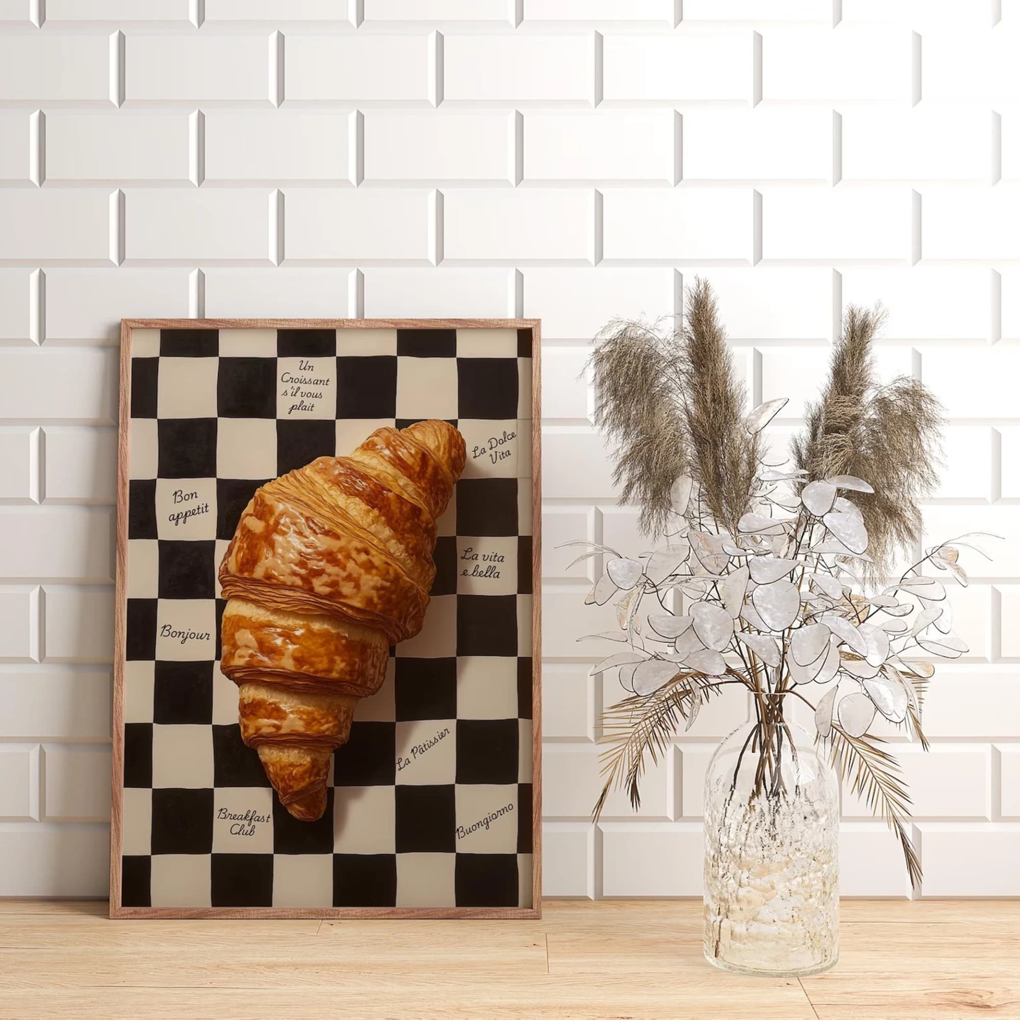 Impression sur toile d'art mural représentant un croissant français, cuisine italienne, affiche, tableau pour la cuisine, l'appartement, la chambre à coucher, décoration de la maison