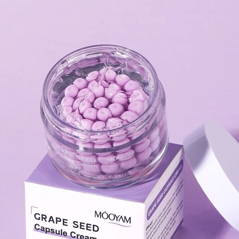 Crème Visage Coréenne en Capsules avec Centella & Astaxanthine, Hydratant Antioxydant aux Pépins de Raisin, Soin Apaisant Réparateur de Barrière Cutanée