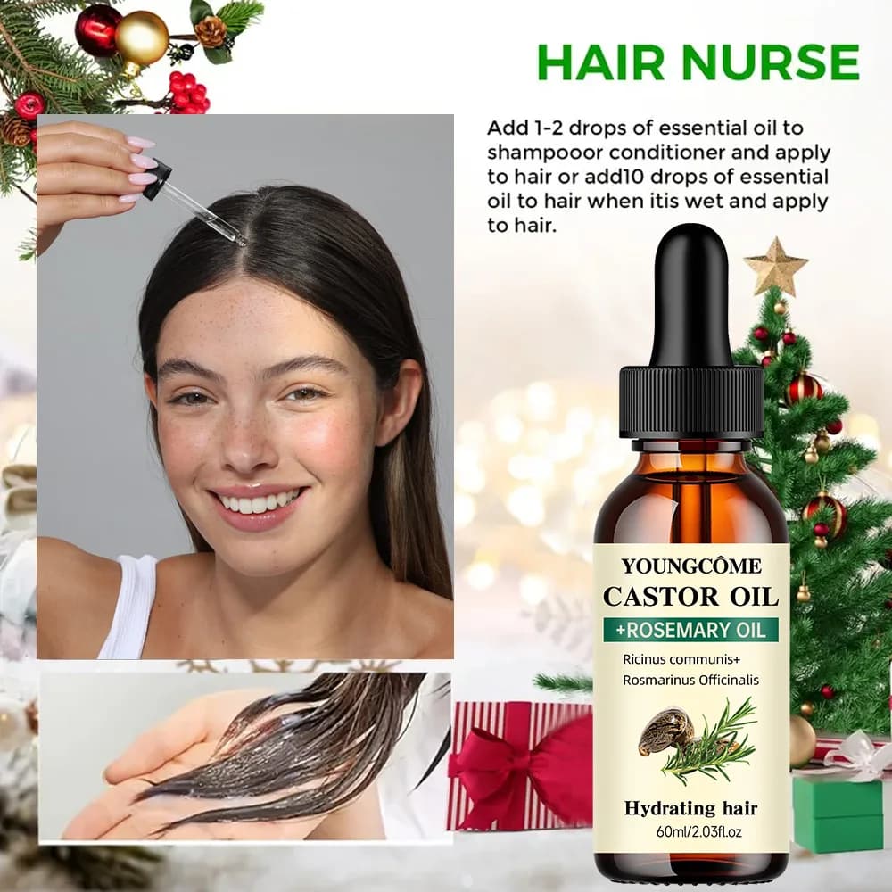 Huile pour cheveux à base d'huile de ricin