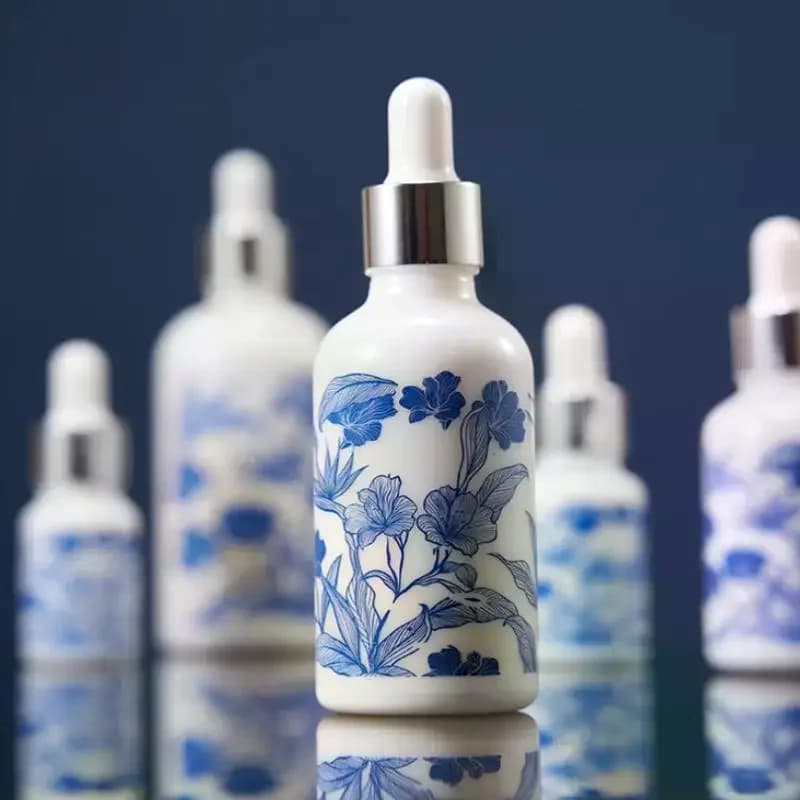 Flacons compte-gouttes en céramique bleue et blanche de 10/15/30 ml pour huiles essentielles, étanches et conçus pour le voyage