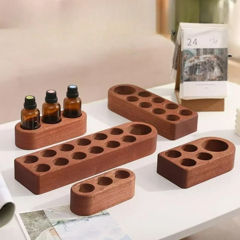 Support de stockage d'huiles essentielles en bois, support d'aromathérapie pour huiles essentielles, cosmétiques, rouge à lèvres, étagère murale, décoration de la maison