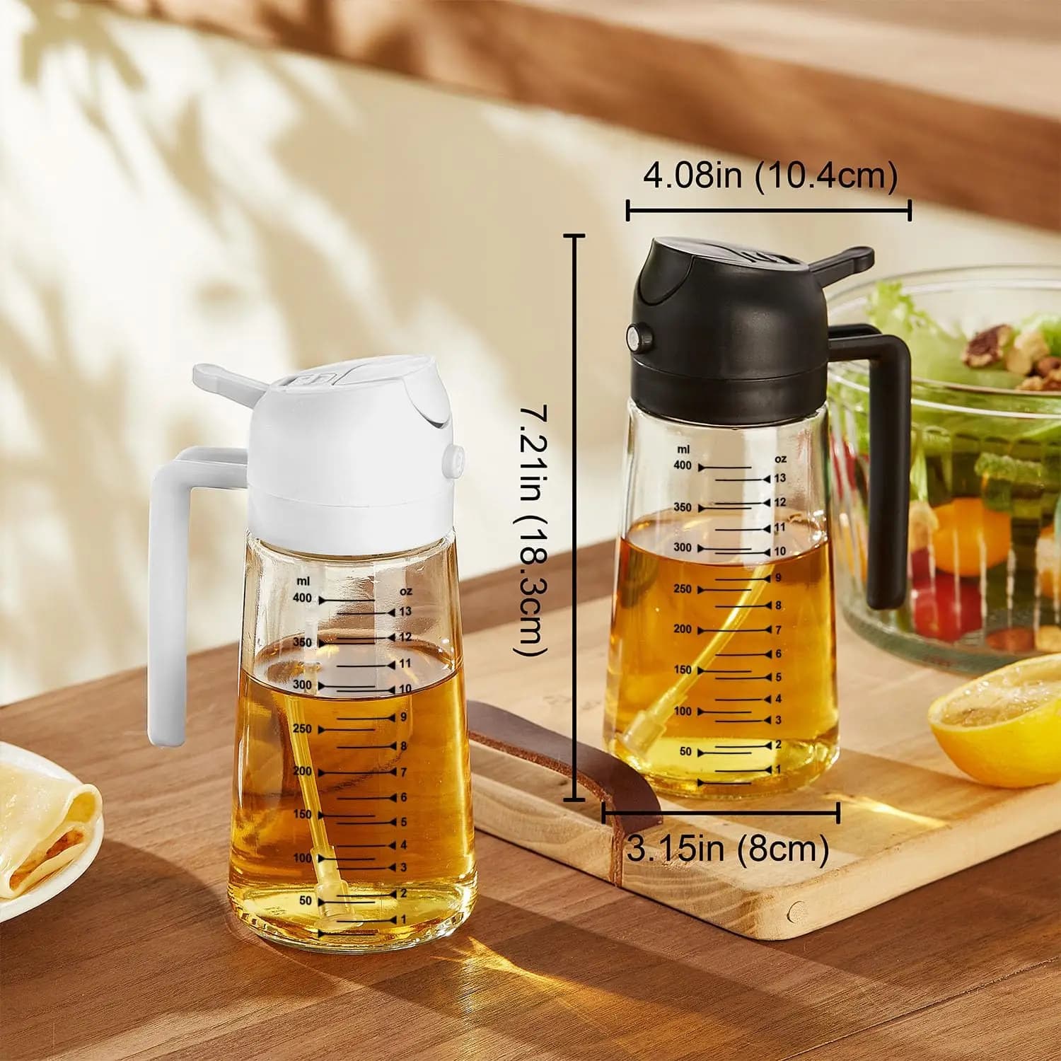 Pulvérisateur d'huile d'olive en verre de 16 oz / 470 ml pour la cuisine – Bouteille distributrice